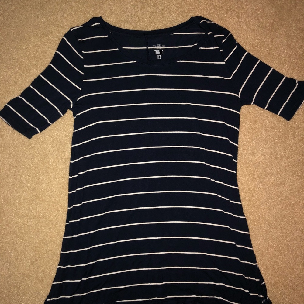 Blue and white striped T-shirt